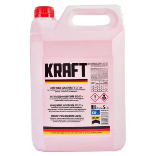 KRAFT G12 концентрат антифризу червоний 5 л, Колір: Червоний, Обʼєм: 5 л