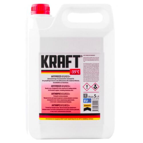 KRAFT G12 антифриз красный 5 л, Цвет: Красный, Количество: 5 л