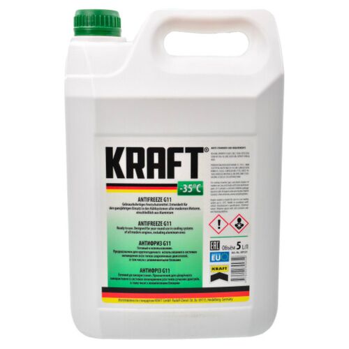 KRAFT G11 антифриз зеленый 5 л, Цвет: Зеленый, Объем: 5 л
