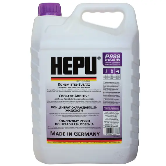 HEPU G12+ (G12 PLUS) концентрат антифриза фиолетовый 5 л, Цвет: Фиолетовій, Объем: 5 л