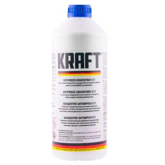 KRAFT G11 концентрат антифриза синий 1,5 л, Цвет: Синий, Объем: 1,5 л