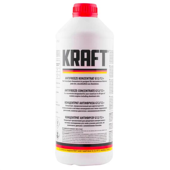KRAFT G12 концентрат антифриза красный 1,5 л, Цвет: Красный, Объем: 1,5 л