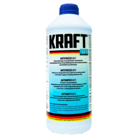 KRAFT G11 антифриз синий 1,5 л, Цвет: Синий, Объем: 1,5 л