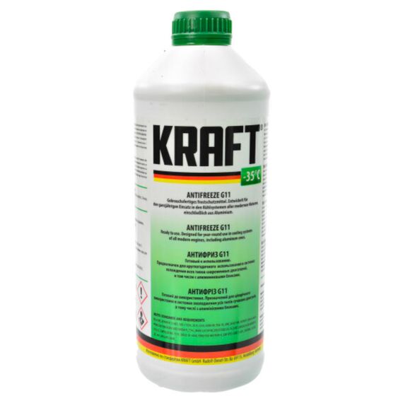 KRAFT G11 антифриз зеленый 1,5 л, Цвет: Зеленый, Объем: 1,5 л