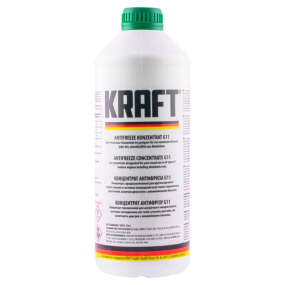 KRAFT G11 концентрат антифриза зеленый 1,5 л, Цвет: Зеленый, Объем: 1,5 л