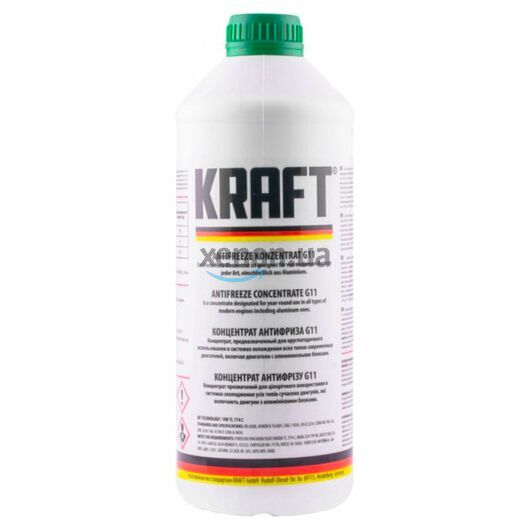 KRAFT G11 концентрат антифриза зеленый 1,5 л, Цвет: Зеленый, Объем: 1,5 л
