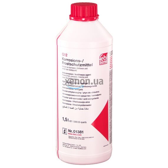 Febi G12 концентрат антифриза 1,5л красный, Цвет: Красный, Объем: 1,5 л
