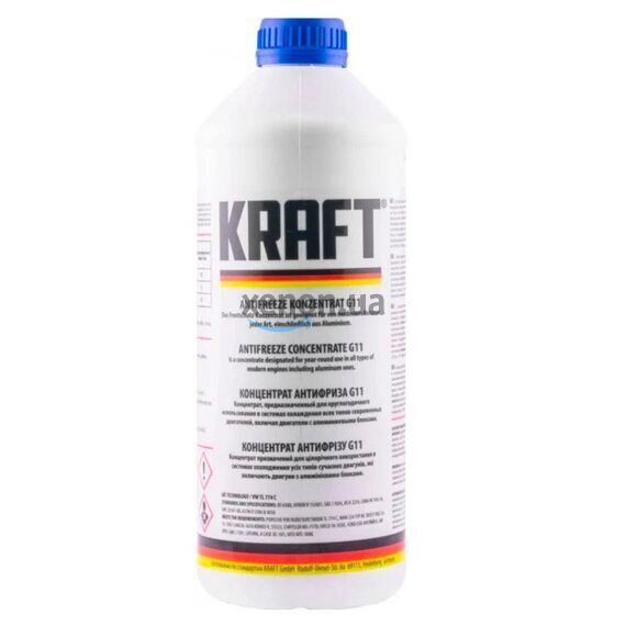 KRAFT G11 концентрат антифриза синий 1,5 л, Цвет: Синий, Объем: 1,5 л