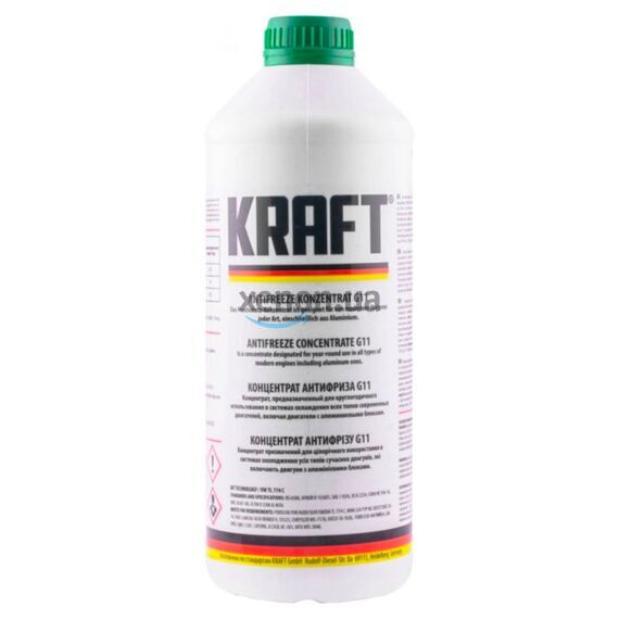 KRAFT G11 концентрат антифриза зеленый 1,5 л, Цвет: Зеленый, Объем: 1,5 л